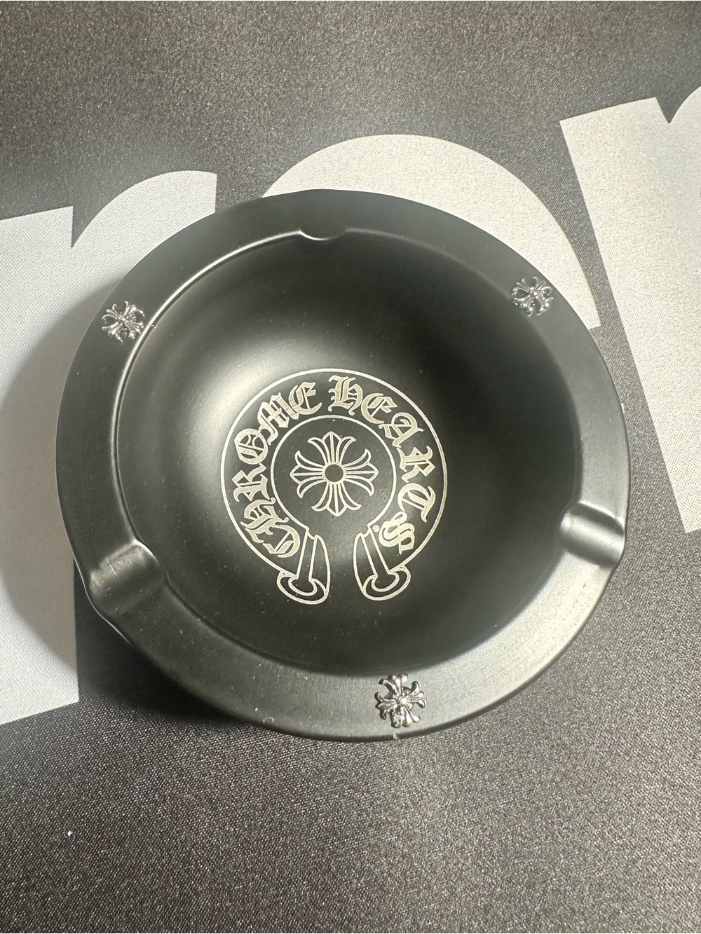 Black Metal Logo Ashtray with Black Crest